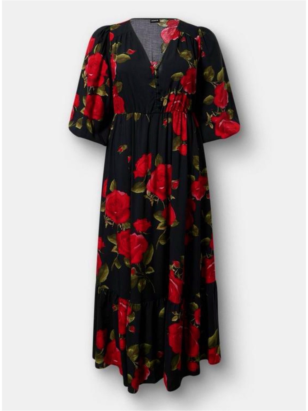 TORRID Black and Red Floral Print Maxi Dress - Picture 5 of 8